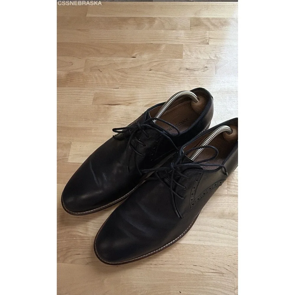 Johnston Murphy Black Men's Conard Plain Toe Oxford Leather Dress Shoes - 10.5